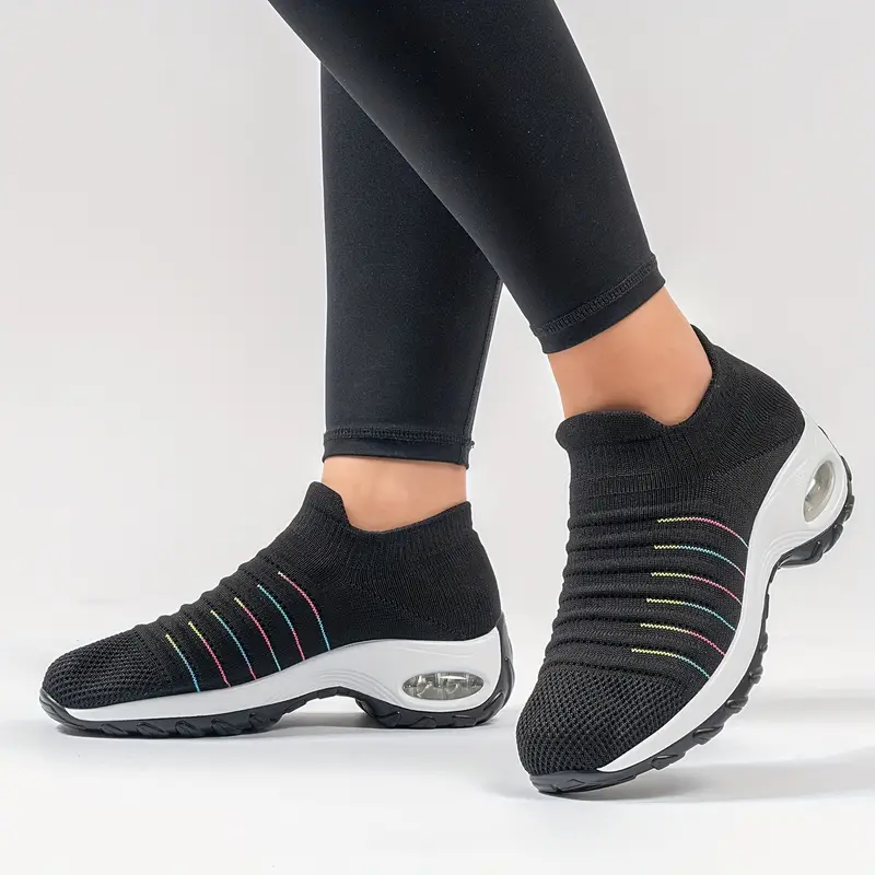 Women's Lightweight and Breathable Knit Slip-On Air Cushion Sneakers