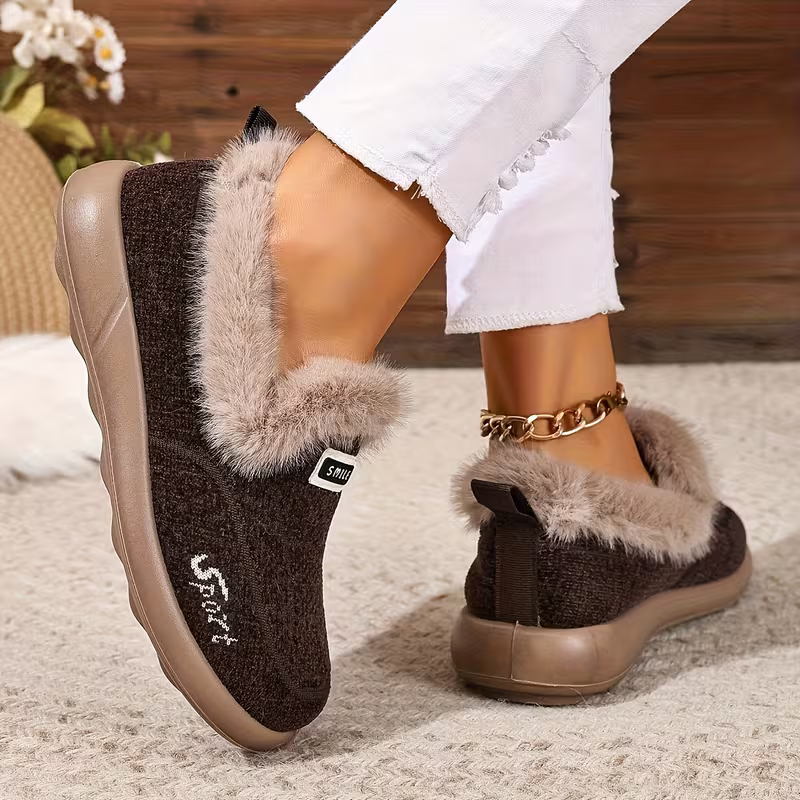 Women's Lined Thickened Warm Slip-On Shoes for Indoor/Outdoor