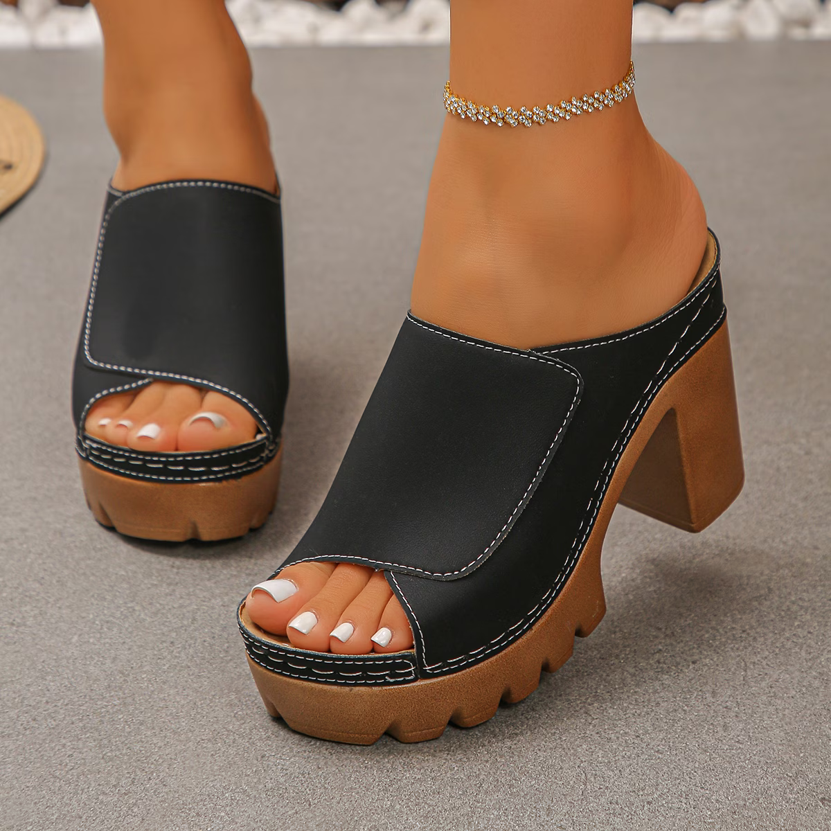 Women's Trendy Platform Chunky-Heeled Open-Toe Sandals