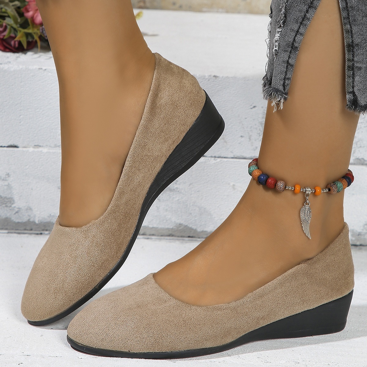 Women's Comfortable Slip‑On Wedge Shoes 