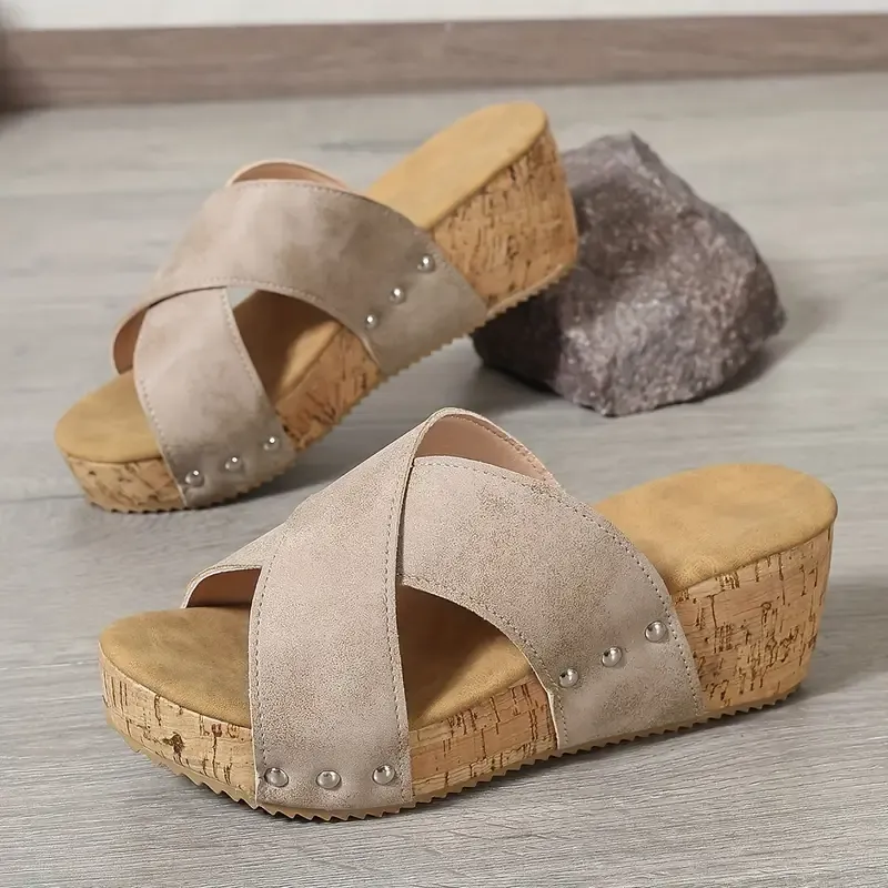 Women's Comfortable Platform Wedge Heeled Slip-On Sandals