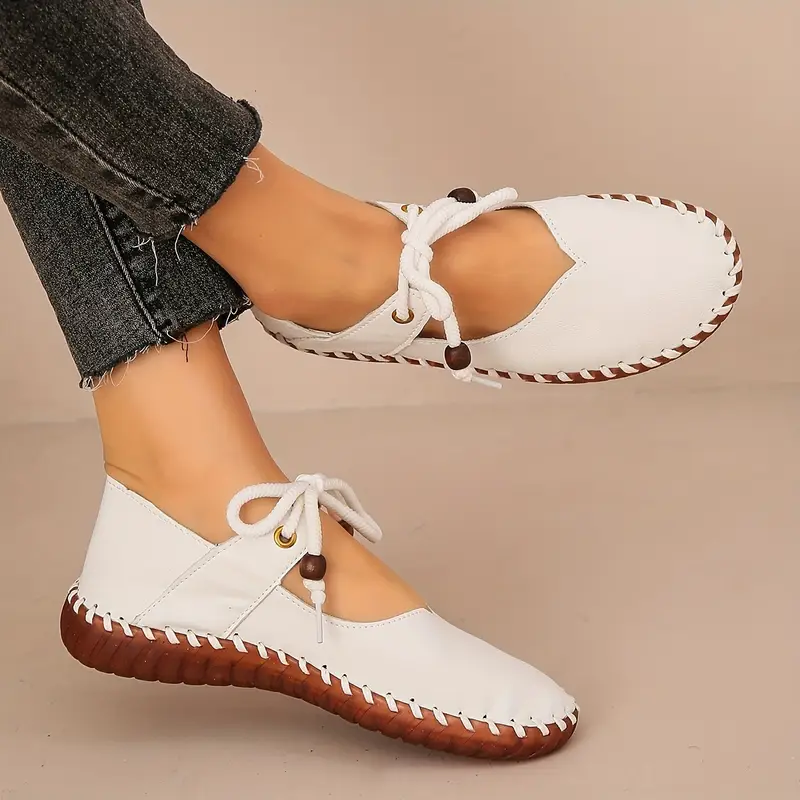  Women's Elegant Comfortable Lace-Up Versatile Shoes Nurse Work Flats
