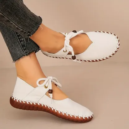  Women's Elegant Comfortable Lace-Up Versatile Shoes Nurse Work Flats