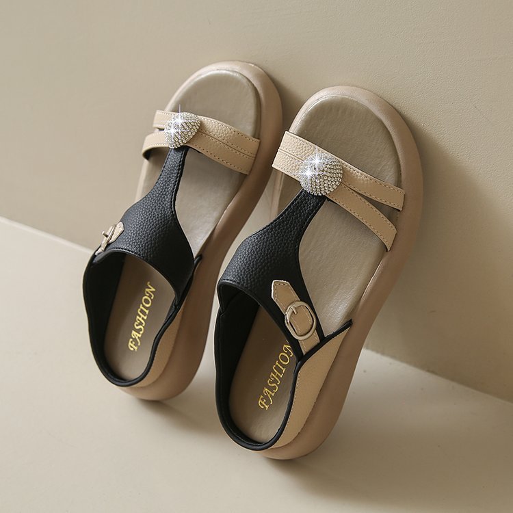 Women's Fashion Rhinestone Hollow Sandals Slip-On Flat Sandals