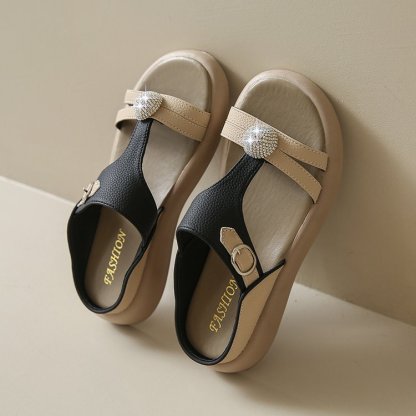 Women's Fashion Rhinestone Hollow Sandals Slip-On Flat Sandals