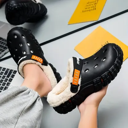 Men and Women Winter Removable Fleece-Lined Non-Slip Slip-On Slippers for Snow & Cold Weather