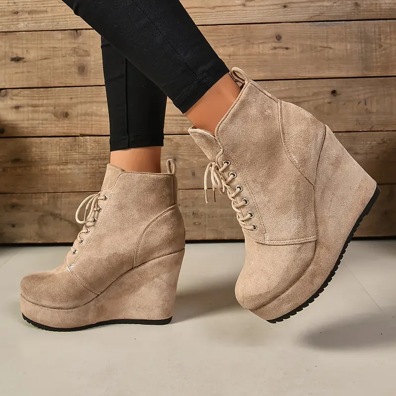 Women's Thermal Lined Plush Platform Wedge Shoes Boots