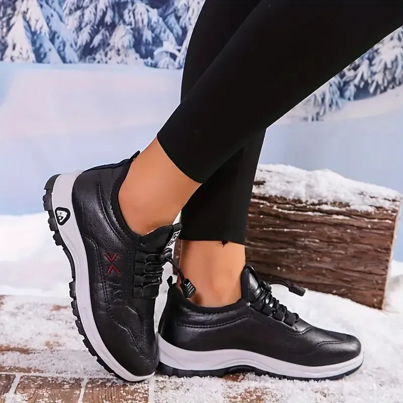 Women's Cozy Water-Resistant Non-Slip Snow Sneakers for Cold Weather Outings