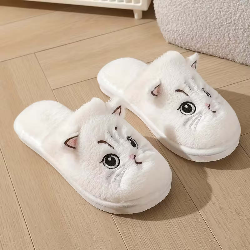 Women's Winter Indoor Plush Cat Warm Soft-Sole House Floor Slippers