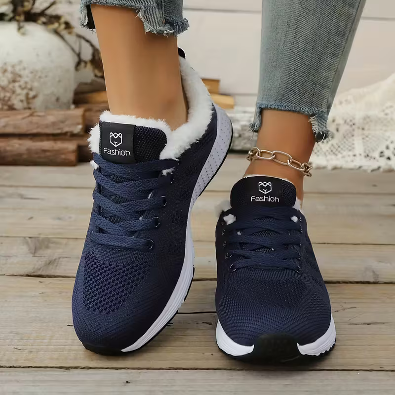 Women's Stylish & Comfortable Plus-Size Plush Warm Sports Shoes Sneakers for Running, Fitness, Commuting, Daily Shopping