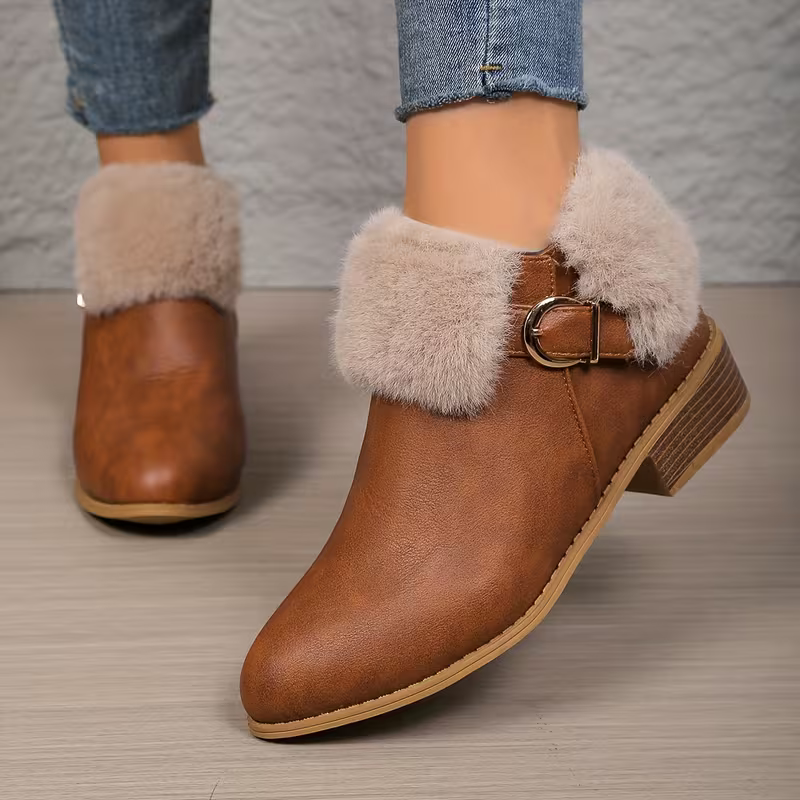 Women's Fashion & Warm Chelsea Block Heel Slip-On Boots