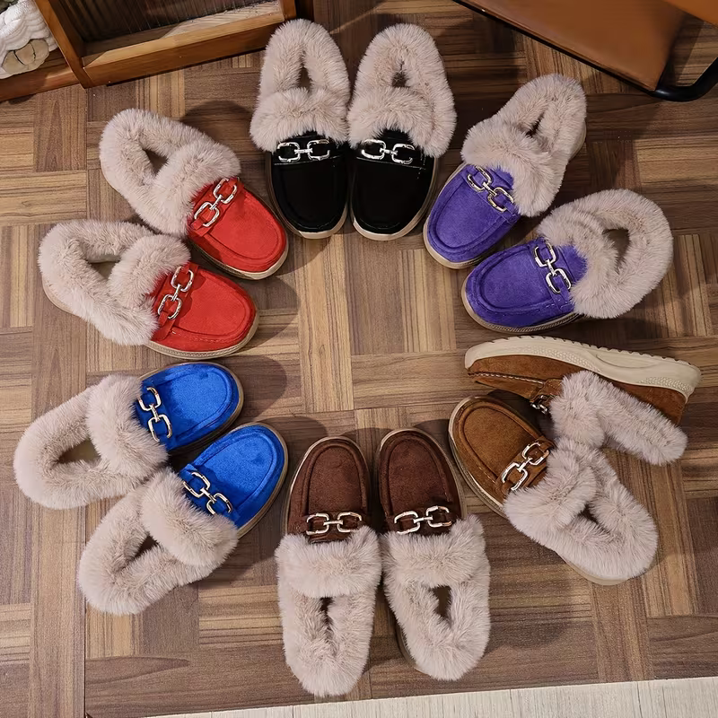 Women's Versatile Snow Sports Shoes Thick-Soled Height-Increasing Slip-On Loafers