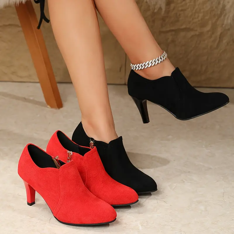 Women's Fashion and Sexy Side Zipper High-heeled Shoes