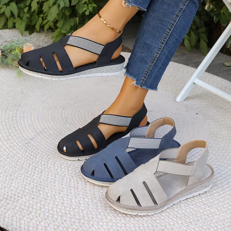 Women's Comfortable Breathable Elastic Straps Hollow-Out Roman Sandals Shoes