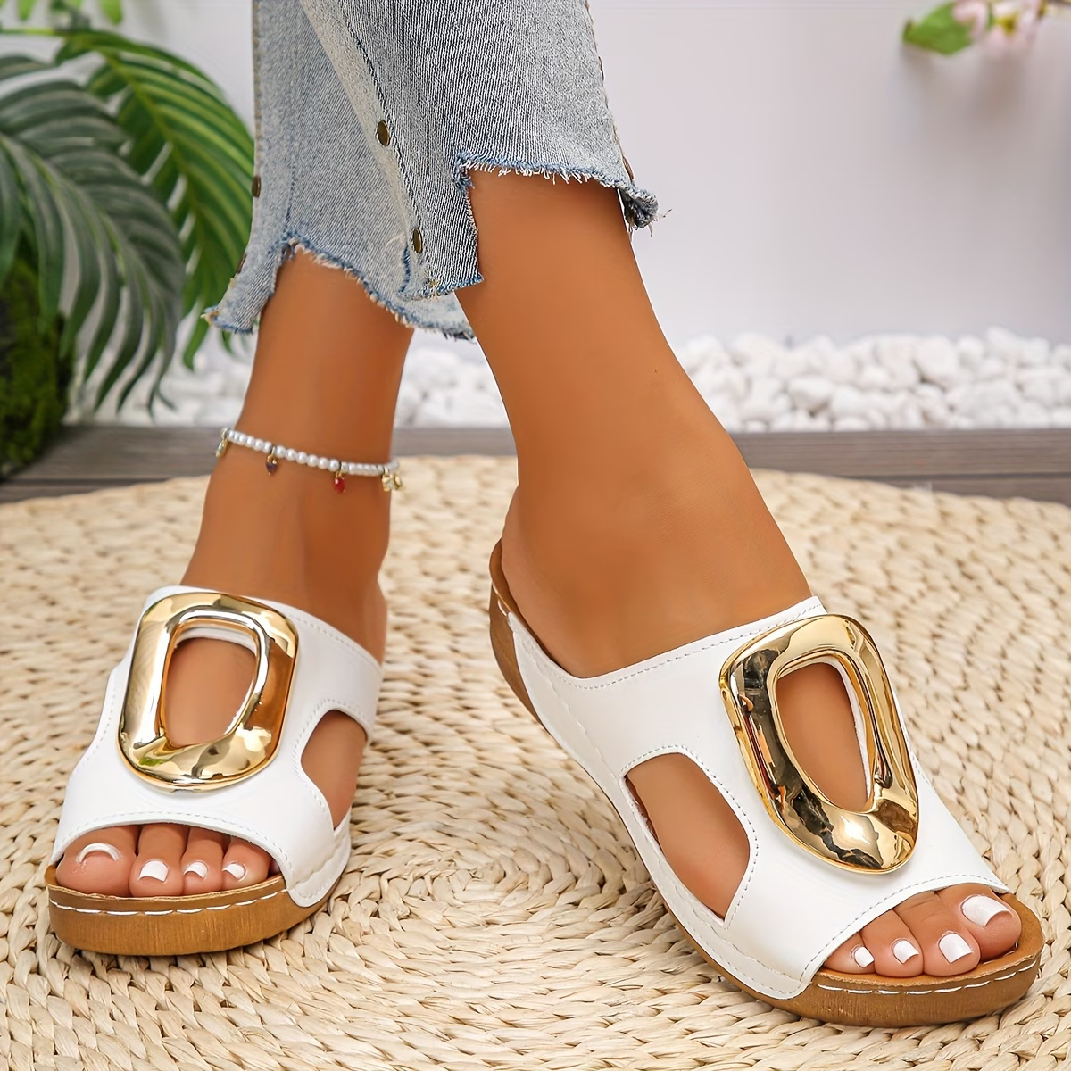 Women's Fashion Buckle Wedge Slippers Sandals