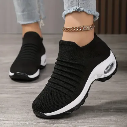 Women's Lightweight and Breathable Knit Slip-On Air Cushion Sneakers