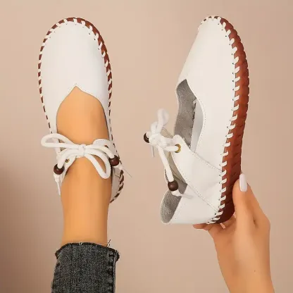  Women's Elegant Comfortable Lace-Up Versatile Shoes Nurse Work Flats