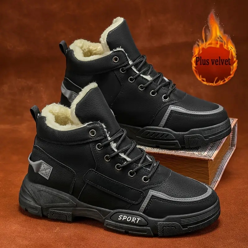 Men's Thermal Insulated Cushioned Insole & Non-Slip Winter Snow Boots for Outdoor Hiking, Casual & Daily Wear