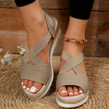 Women's Classic Crisscross Elastic Wedge Sandals
