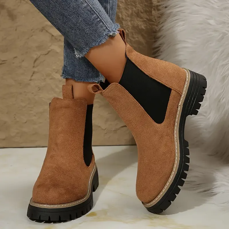 Women's Fashion Arch Support Slip-Resistant Chunky Heel Ankle Boots for Winter & Fall 