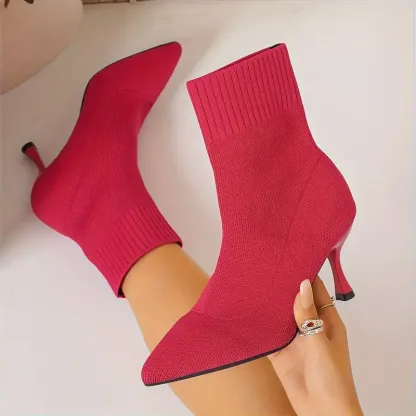 Women's Elegant Knitted High-Heel Ankle Boot