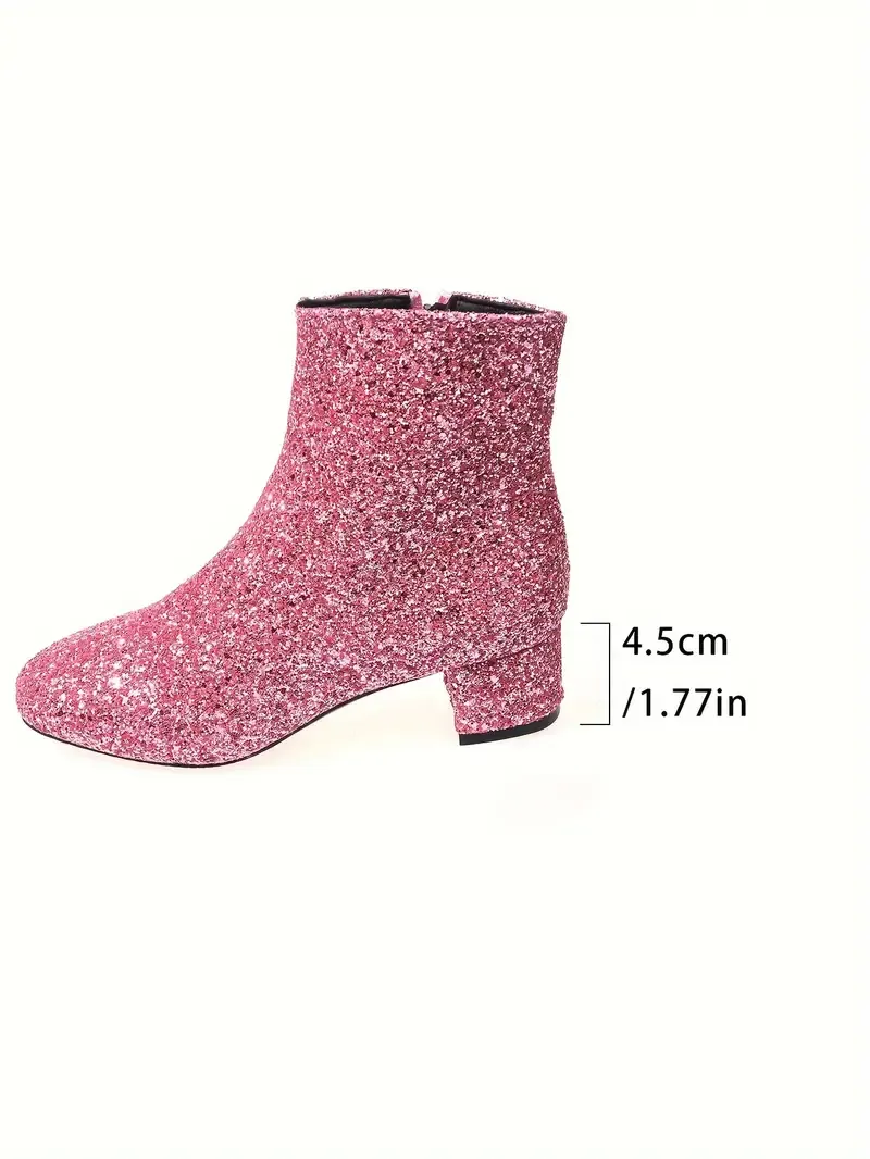 Women's Sparkling Fashion Elegant Versatile Chunky Heel Boots