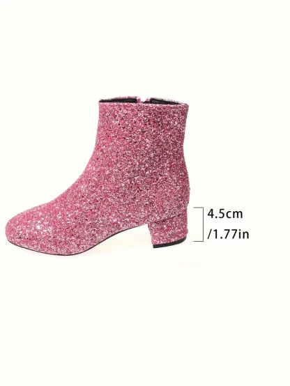 Women's Sparkling Fashion Elegant Versatile Chunky Heel Boots