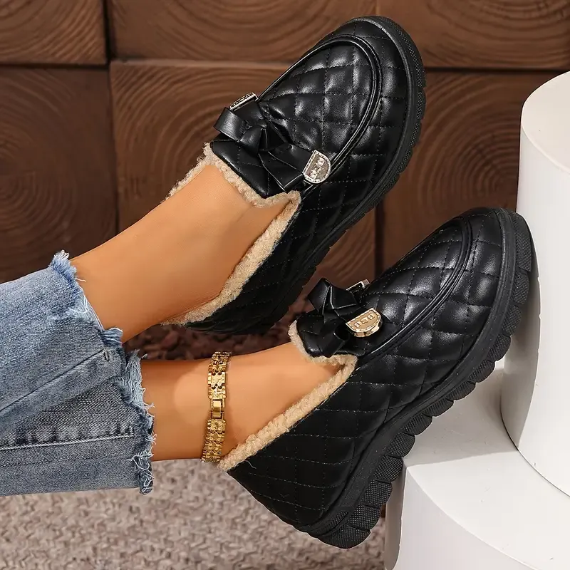 Women's Thermal Waterproof & Slip-Resistant Slip-On Winter Loafers Versatile Shoes for Jeans/Casual/Professional