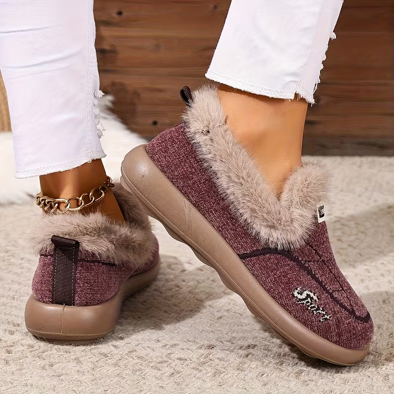 Women's Lined Thickened Warm Slip-On Shoes for Indoor/Outdoor