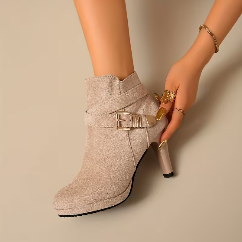 Women's High Quality Side Zipper High-Heeled Ankle Boots