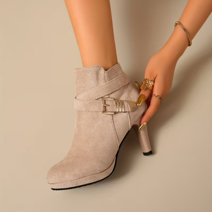 Women's High Quality Side Zipper High-Heeled Ankle Boots