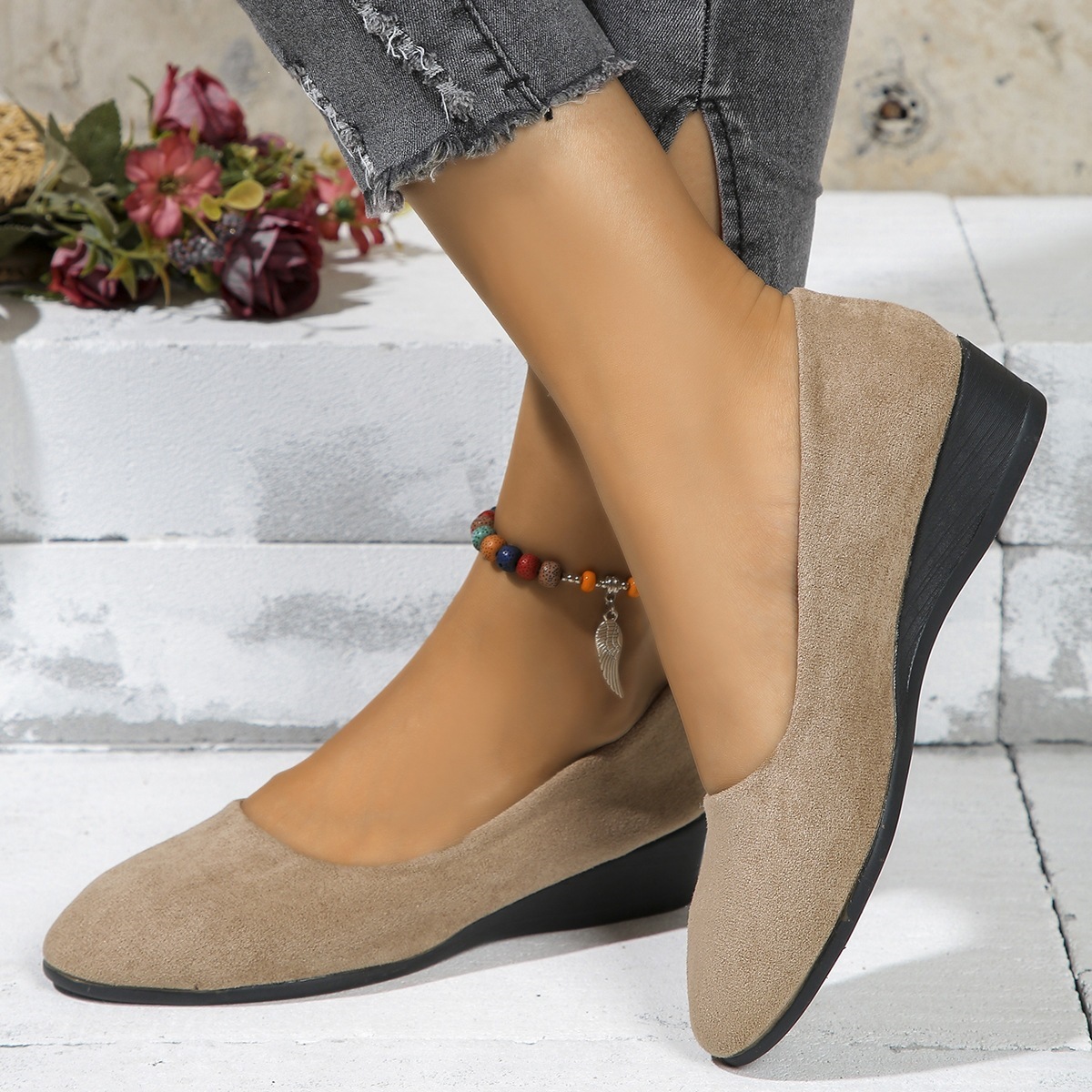 Women's Comfortable Slip‑On Wedge Shoes 