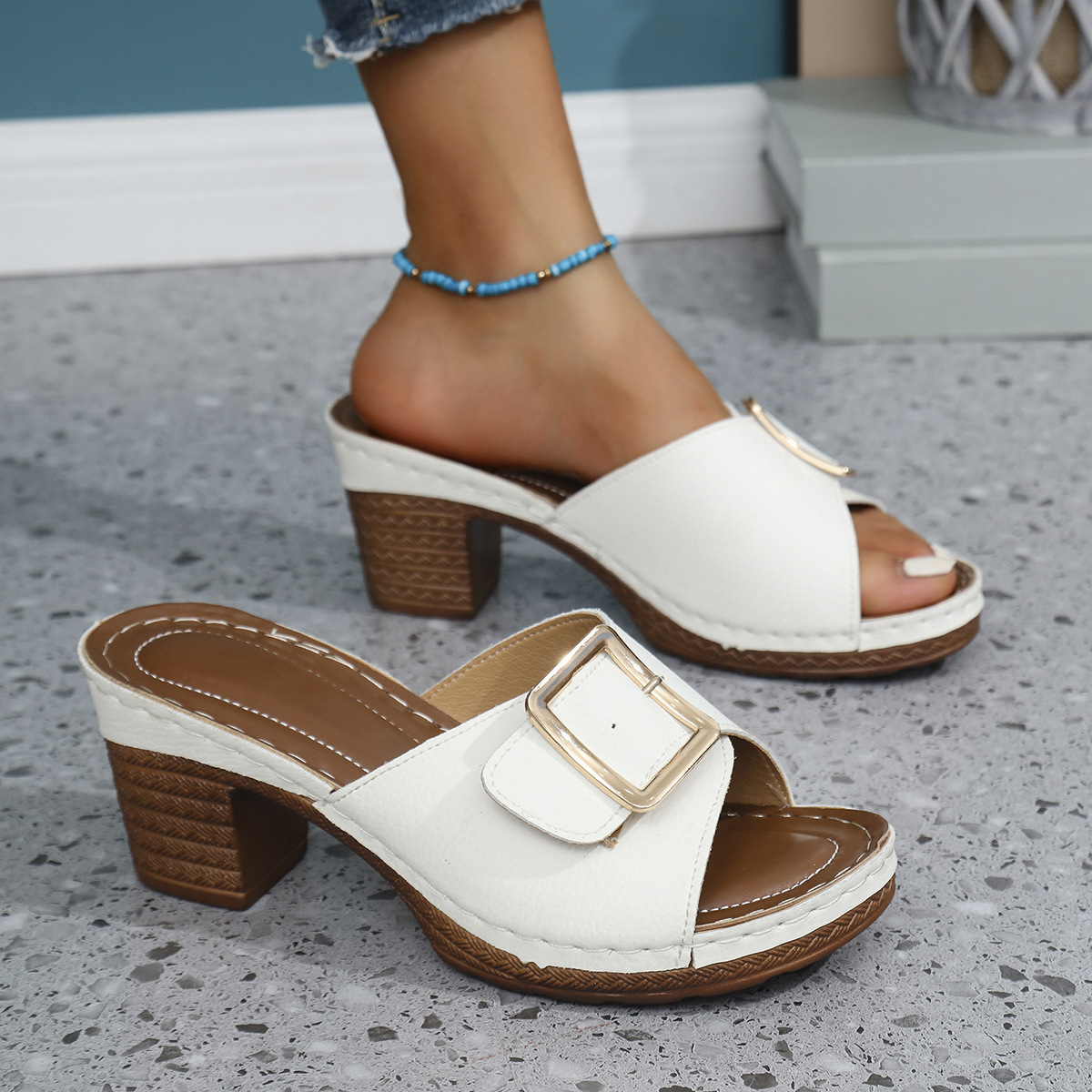 Women's Adjustable Width Chunky Heel Sandals