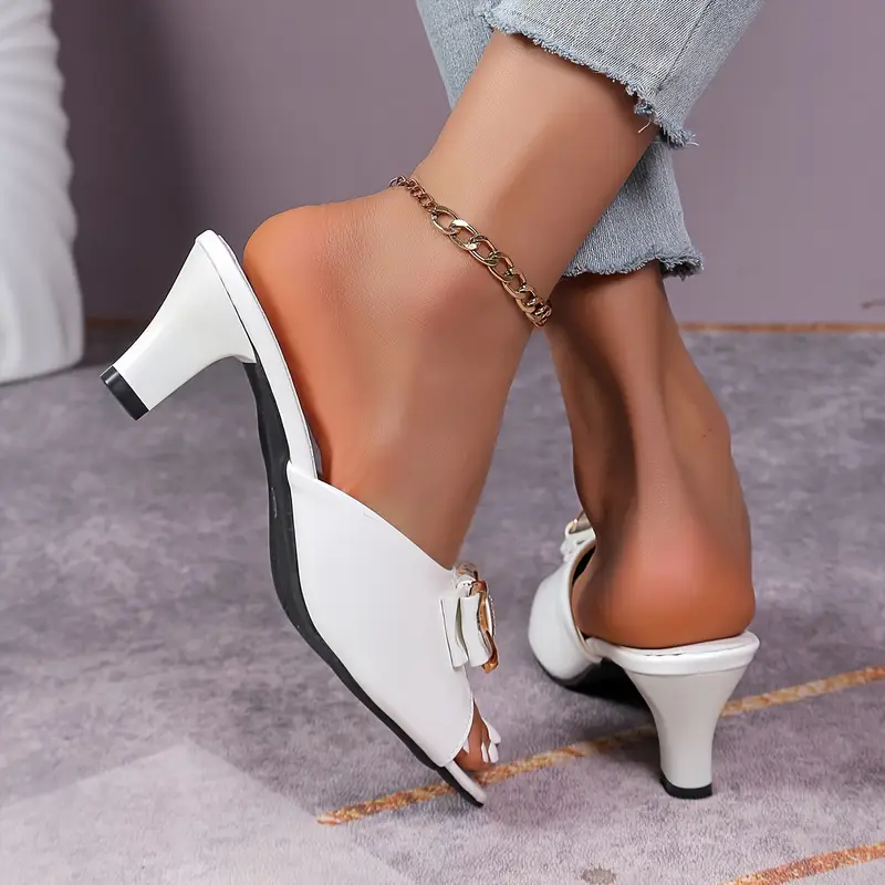 Women's Stylish Rhinestone & Bowknot Decor Slip-On Sandals