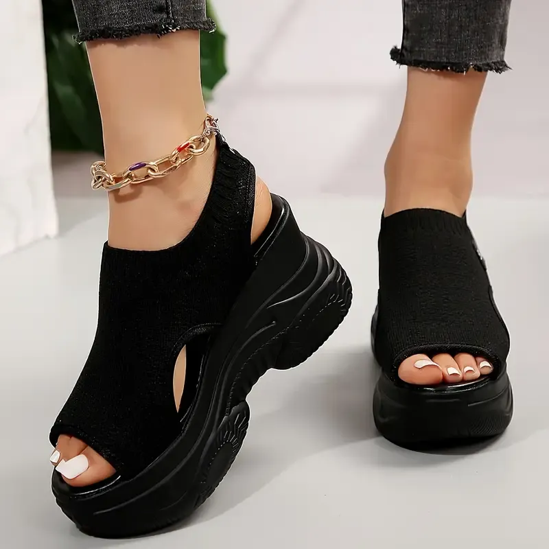 Women's Elastic Soft Sole Casual Platform Sandals Walking Shoes for Vacation