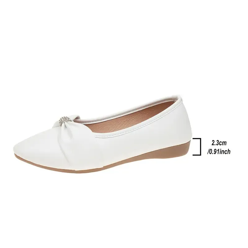 Women's Bowknot Decor Pointed Toe Soft Sole Versatile Flat Shoes Slip-On Flats