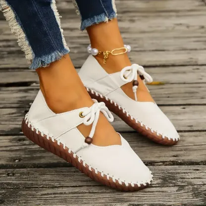  Women's Elegant Comfortable Lace-Up Versatile Shoes Nurse Work Flats