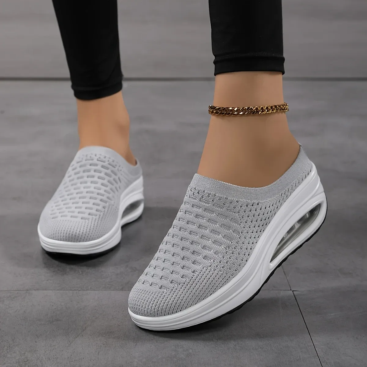 Women's Breathable & Comfortable Mule Sneakers Slip On Platform Shoes