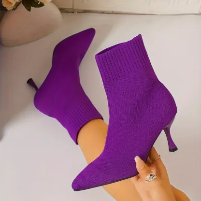 Women's Elegant Knitted High-Heel Ankle Boot