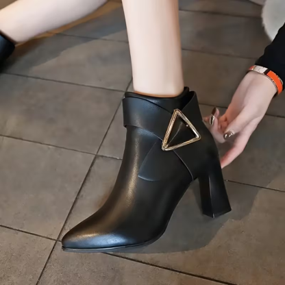 Women's Elegant & Stylish Side Zipper Chunky Heel Ankle Boots