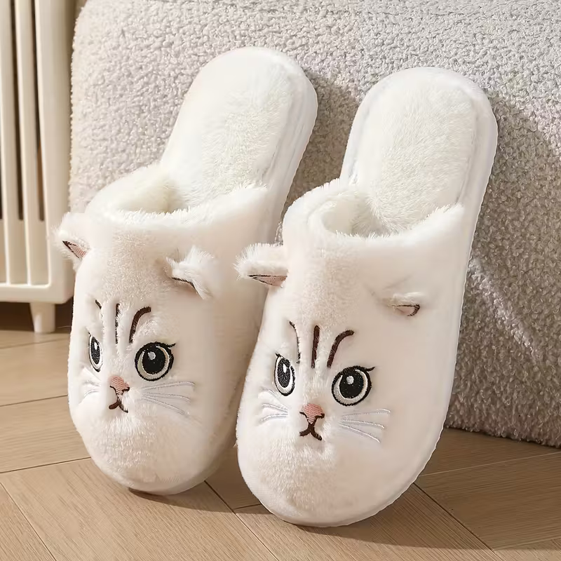 Women's Winter Indoor Plush Cat Warm Soft-Sole House Floor Slippers