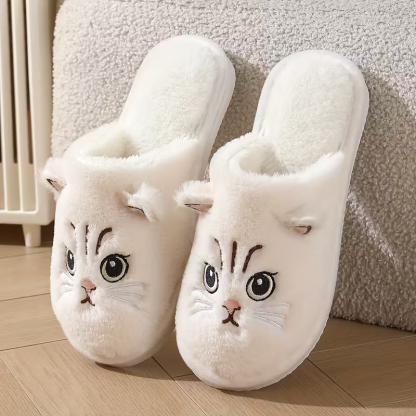 Women's Winter Indoor Plush Cat Warm Soft-Sole House Floor Slippers