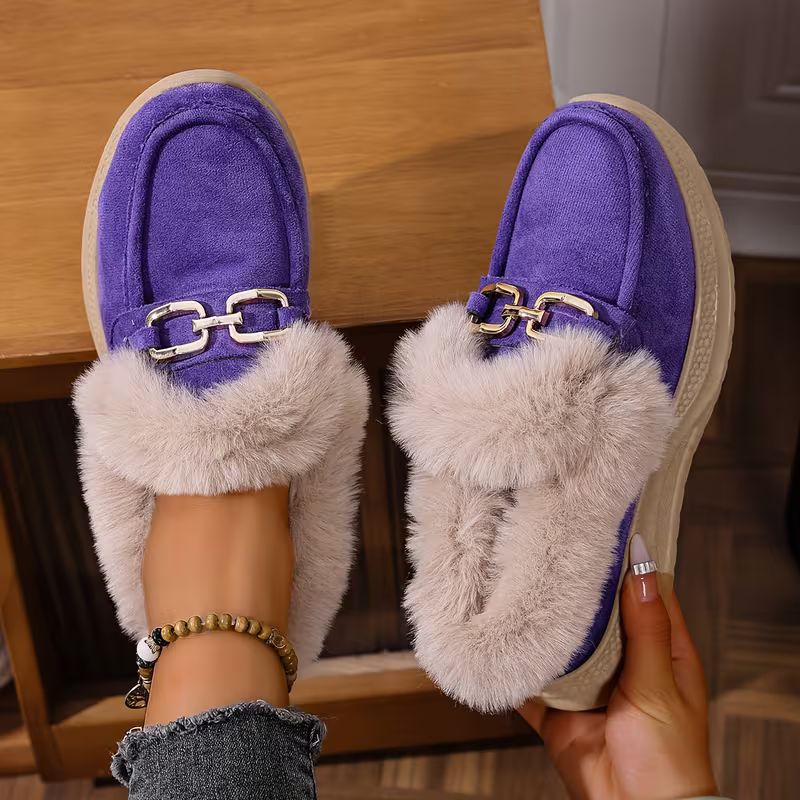 Women's Versatile Snow Sports Shoes Thick-Soled Height-Increasing Slip-On Loafers