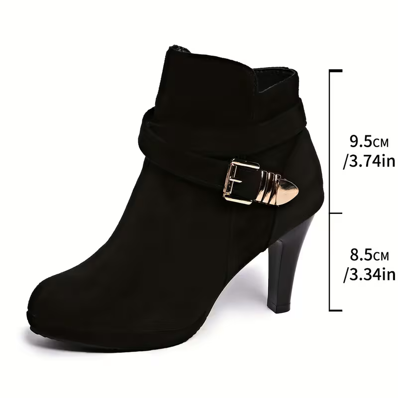 Women's High Quality Side Zipper High-Heeled Ankle Boots