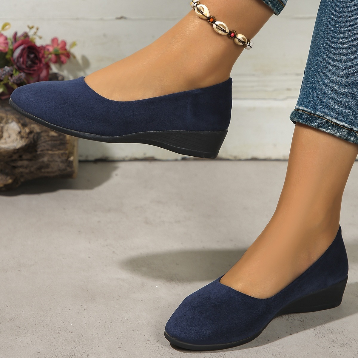 Women's Comfortable Slip‑On Wedge Shoes 