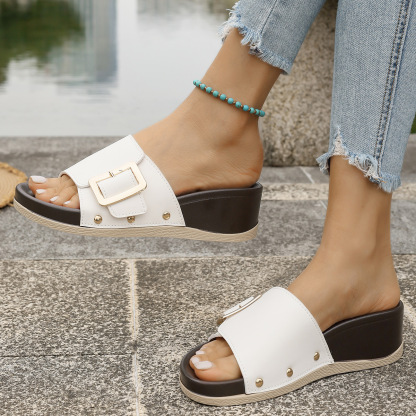 Women's Fashion Leopard Print Thick-soled Wedge Sandals