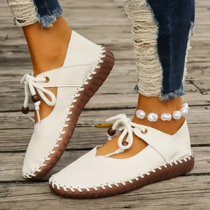  Women's Elegant Comfortable Lace-Up Versatile Shoes Nurse Work Flats