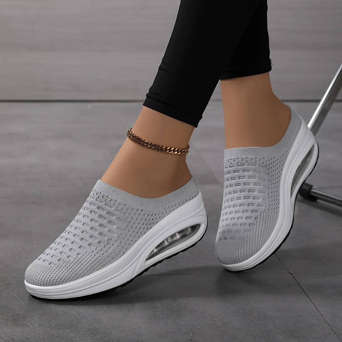 Women's Breathable & Comfortable Mule Sneakers Slip On Platform Shoes