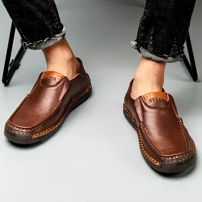 Men's Fashion and Lightweight Casual Hand Stitching Leather Shoes