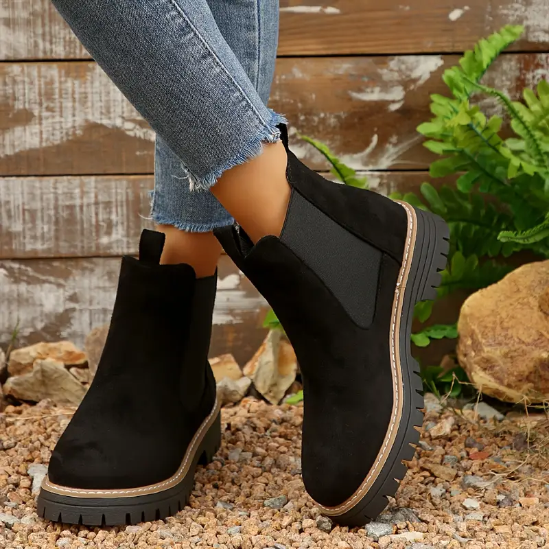 Women's Fashion Arch Support Slip-Resistant Chunky Heel Ankle Boots for Winter & Fall 